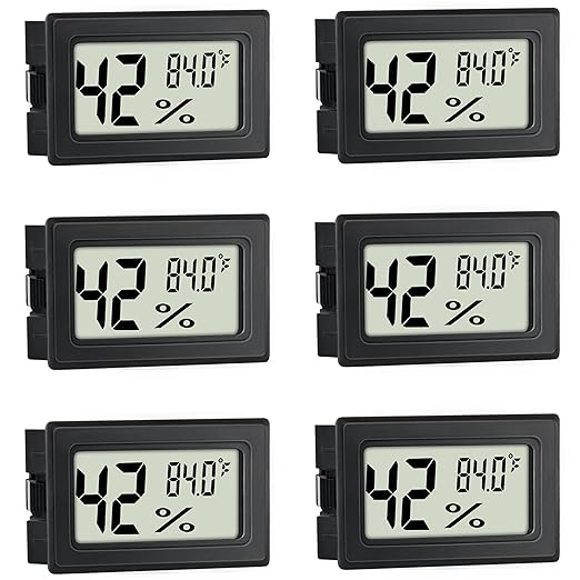 Mini Hygrometer Indoor Humidity Meter Hygrometer Thermometers 6 Pack Humidity Meters Gauge Hygrometer Mini Digital Thermometer Hygrometer with Fahrenheit (℉) for Humidors, Greenhouse, Garden, Cellar by EWPJDK