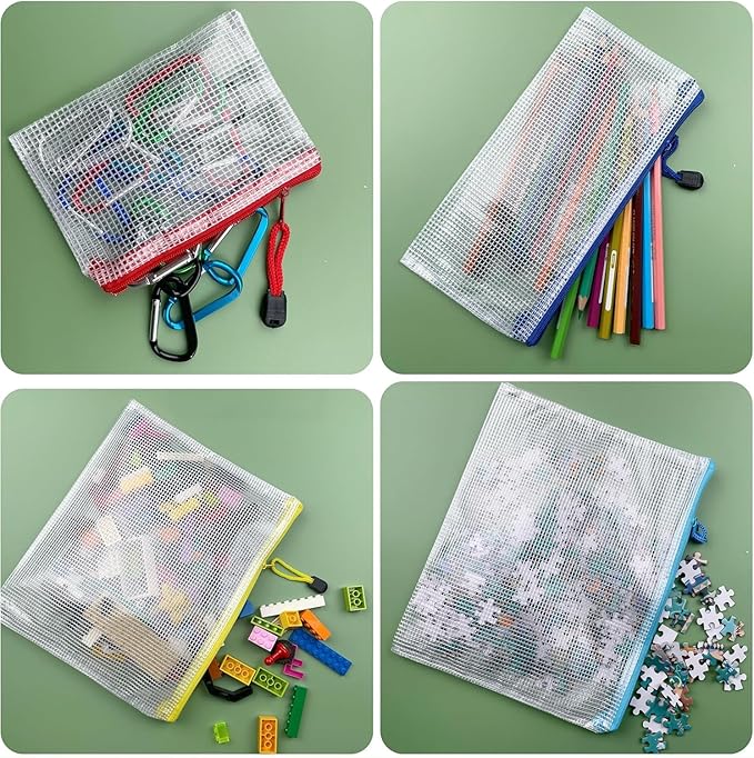 Oaimyy-A3(12.5"x 17.5"), Mesh Zipper Pouch Document Folders Bag Plastic Zip File Folders for School Office Supplies, Travel, Organizing Storage-Black,6 Pcs - Image 4