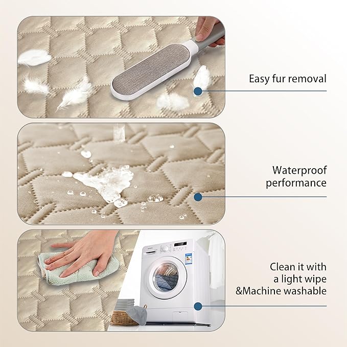 gogobunny 3X Stronger Waterproof Pet Blanket, Scratch Proof Furniture Protector for Dogs Cats, Reversible Cover 30x80 Inch, Dark Beige - Image 4