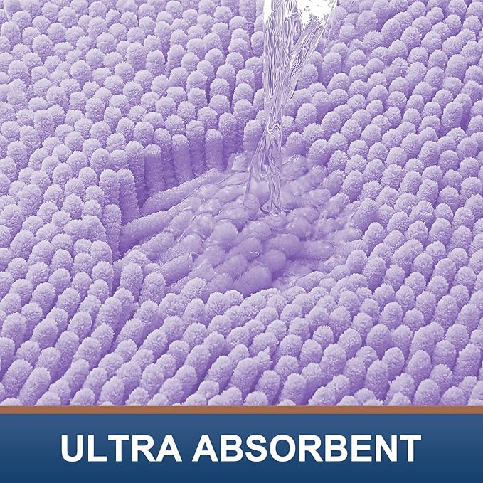 Smiry Luxury Chenille Toilet Rugs U-Shaped 20x20, Soft Absorbent Non-Slip Contour Bathroom Rugs for Toilet, Machine Washable Contoured Bath Mats, Purple - Image 4