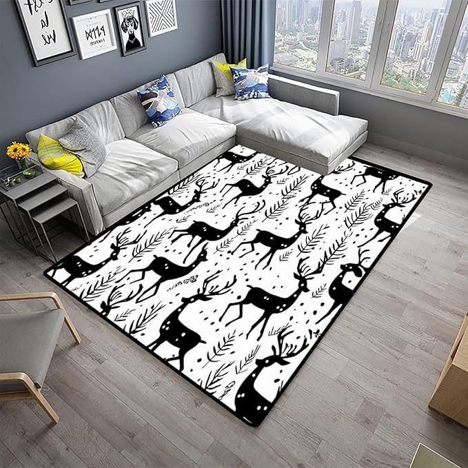 Runner Rug - Giraffe Graffiti Pattern Drawing Reversible Area Rugs Fade Resistant, Flame Resistant, Quick Dry, Stain Resistant, Waterproof Floor Carpet for Living Room Bedroom, 36 x 60 Inch - Image 2