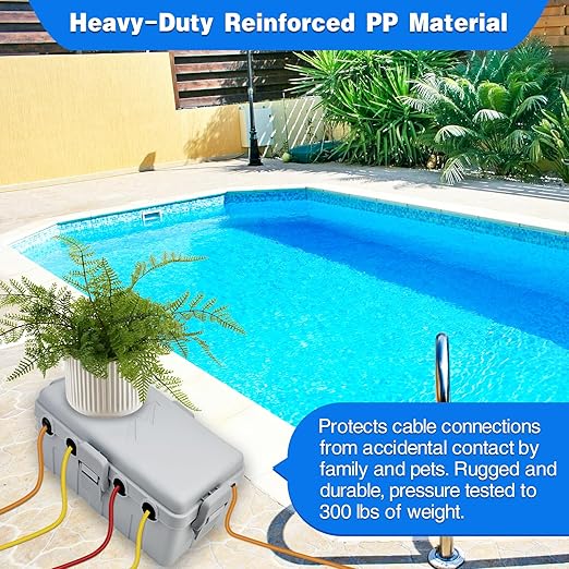 Hrensaw Medium Outdoor Electrical Box(10.6x5.5x4.5inch),IP54 Waterproof Extension Cord Cover w/6 Cable Entry,Weatherproof Connection Box Protect Power Strip,Timer,Plug,Holiday Lights,Grey - Image 4