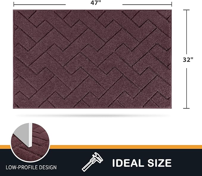 PURRUGS Dirt Trapping Door Mat 32" x 47", Non-Slip Machine Washable Entry Rug, Dog Doormat, Indoor Front Door Mat, Super Absorbent Entryway Rug for Muddy Shoes & Paws, Burgundy Red - Image 2