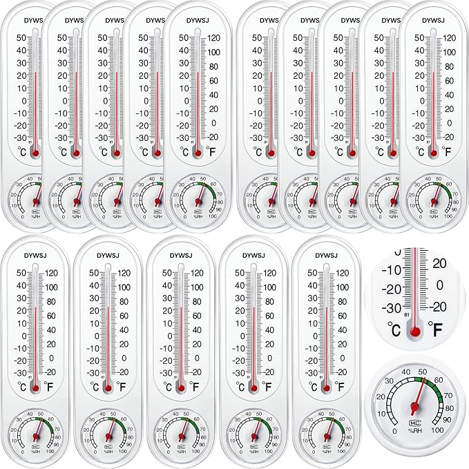 15 Pcs Indoor Outdoor Thermometer Hygrometer with Humidity Reading Thermometer Meter Temperature Humidity Gauge Meter with Celsius Fahrenheit for Patio Garden Monitor by Saysurey