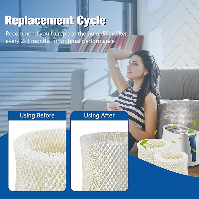 Funmit Humidifier Filters Replacement for Honeywell Humidifier Filter HAC-504 HAC-504AW and Honeywell Filter A, Replacement for Honeywell HCM-350 HCM-500 HCM600 Cool Mist Humidifiers, 6 Pack, White - Image 7
