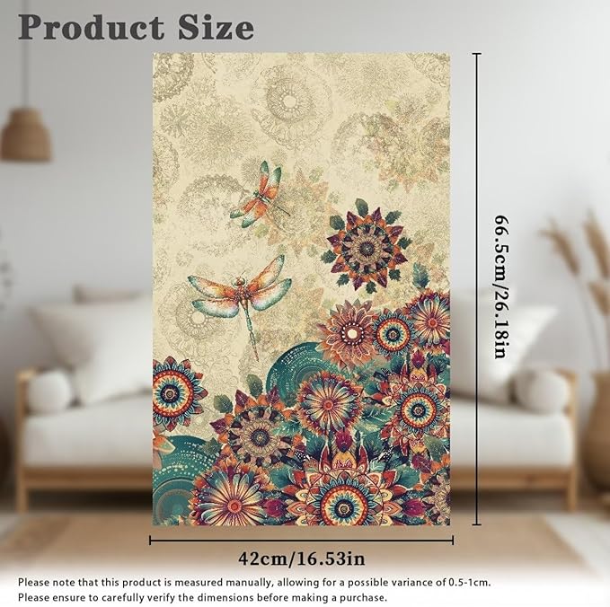 Dragonfly Boho Flower Recliner Headrest Protector Well Fit Sofa Headrest Cover Wrinkle Resistant Recliner Backrest Cover Furniture Protector for Leather Sofa Couch Home Decor - Image 6
