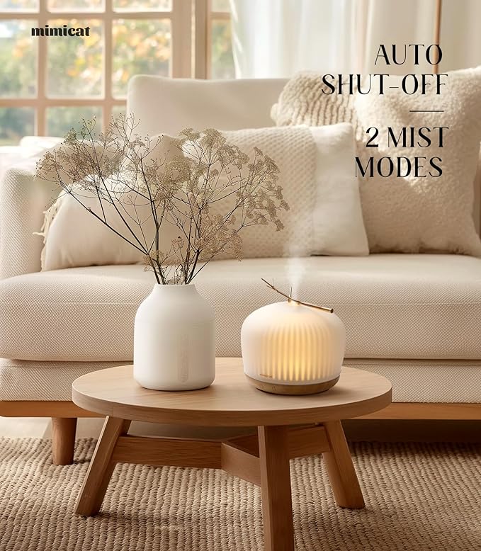 mimicat Quiet Aromatherapy Diffuser Glass: 230ML Ultrasonic Cool Mist Scent for Home with Night Light - Aesthetic for Women Girls - Image 4