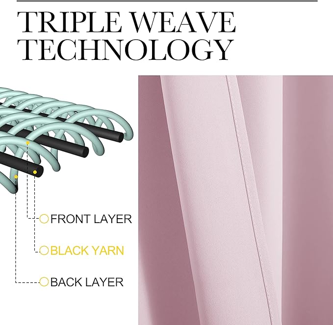 NICETOWN RV Blackout Curtains for Camper Windows, Baby Pink, 29" Wide by 50" Long, 2 PCs, Short Blackout Curtains & Drapes, Thermal Insulated Blackout Curtain Panels for Kids Room, Play Room - Image 3