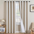 H.VERSAILTEX Linen Curtains 100% Blackout Curtains for Bedroom 102 inch Long Full Light Blocking Nature Linen Blended Window Curtains for Living Room Nickel Grommet (2 Panels, Heathered Natural) by HVERSAILTEX