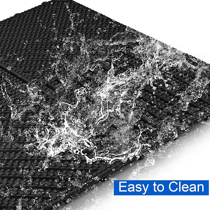 MYFAMIREA Modular Interlocking Cushion 12 Pack 11.8" x 11.8" Rubber Floor Tiles Non-Slip Splicing Drainage Mats for Deck, Pool, Shower, Patio, Balcony, Bathroom, Kitchen, Yard (2 Rows Dots, Black) - Image 5