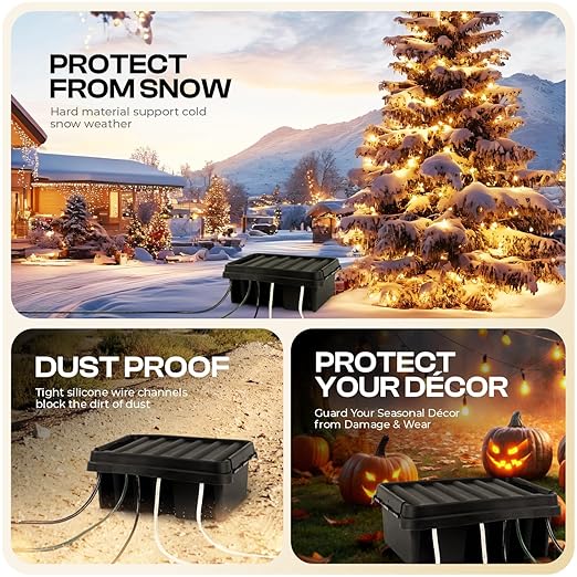 SockitBox – The Original Weatherproof Connection Box – Indoor & Outdoor Electrical Power Cord Enclosure for Timers, Extension Cables, Transformers, Power Strips, Lights, Tools & More – Medium – Black - Image 4