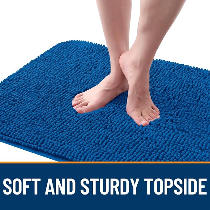 OLANLY Dog Door Mat for Muddy Paws 50x30, Absorbs Moisture and Dirt, Absorbent Non-Slip Washable Doormat, Quick Dry Chenille Mud Mat, Entry Indoor Entryway Carpet for Inside Floor, Deep Navy Blue - Image 4