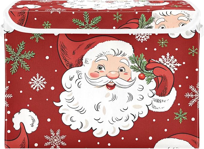 xigua Christmas Santa Claus Storage Bins with Lids and Carrying Handle,Foldable Storage Boxes Organizer Containers Baskets Cube with Cover for Home Bedroom Closet Office by LLCxigua