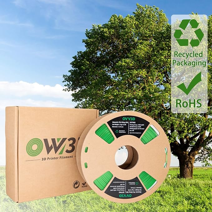 OVV3D PLA Filament 1.75mm, Silk PLA Dual Color Blue Green 3D Printer Filament, High Speed 3D Printing Filament，Silk Blue Green Filament 1.75mm+ /- 0.02mm，1 kg - Image 7