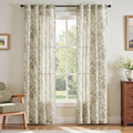 jinchan Linen Floral Curtains 84 Inch Length for Living Room Bedroom Light Filtering Farmhouse Peony Flower Drapes Rustic Window Curtain Set Rod Pocket Back Tab 2 Panels Green by JINCHAN