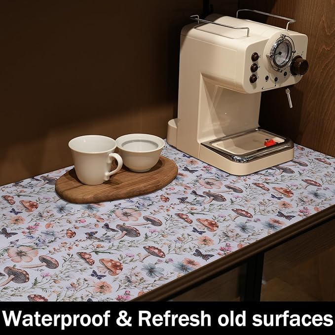 Mushroom Shelf Liners Non Adhesive 12IN x 20FT and Strong Non-Slip Shelf and Drawer Liners for Kitchen Cabinet Wire Fridge, Waterproof Shelf Drawer Liner,Easy to Clean - Image 9