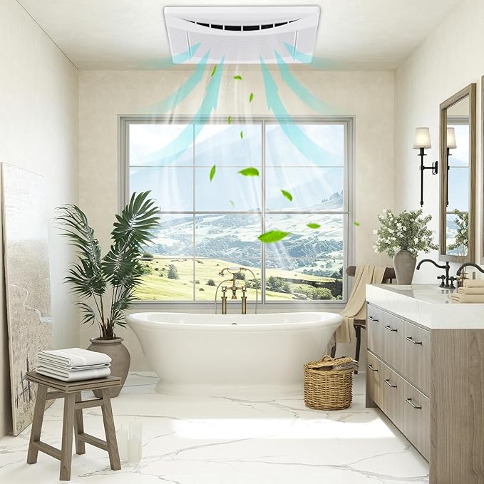 COSTWAY Bathroom Exhaust Fan, 110 CFM Ceiling Mount Exhaust Ventilation Fan, Energy-Saving Household Bath Vent Fan w/Metal Housing, 4 Inches Duct, 1 Sones Quiet Operation, White - Image 2