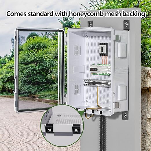ABS Electrical Junction Box, Ventilated Design, Cable Grommets, IP65 Waterproof Enclosure, Indoor/Outdoor Use with Mounting Panel (Clear Cover, 19.7"x15.7"x7.9") - Image 4