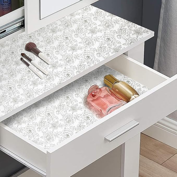 Drawer and Shelf Liner, Non-Slip Kitchen Cabinet Liners Non-Adhesive Thick Strong Grip Waterproof Washable Mats Protect Dresser Shelves Cupboard Bathroom Cabinets, Rose, 24 in X 30 FT - Image 9