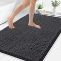 Smiry Luxury Chenille Bathroom Rugs 50x30, Extra Soft and Absorbent Shaggy Bath Mat, Machine Washable, Non-Slip Plush Carpet Runner for Tub, Shower, and Floor, Home Decor Accessories, Charcoal Grey by Smiry