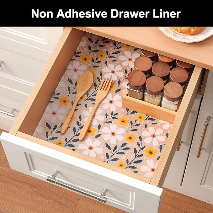 Cooyes Shelf Liner – Premium Non-Adhesive Cabinet & Drawer Liner for Kitchen – Waterproof Shelf Paper with Modern Pattern – Durable EVA Cabinet Mat – Easy to Cut （12" W x 120" L） - Image 3