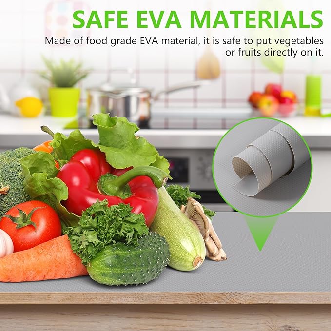 Light Gray Shelf Liners for Kitchen Cabinets Non Adhesive Drawer Liner for Bathroom Waterproof Refrigerator Liners for Shelves Fridge Plastic Mats Cabinet Cupboard Liner 17.5 x 157.4 Inches - Image 7