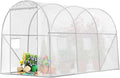 VIVOSUN 10x7x7 Ft. Large Walk in Greenhouse, Greenhouse Tunnel, Garden Plant Hot House with White PE Cover, Roll-up Zipper Door and Window for Outdoor, White by VIVOSUN