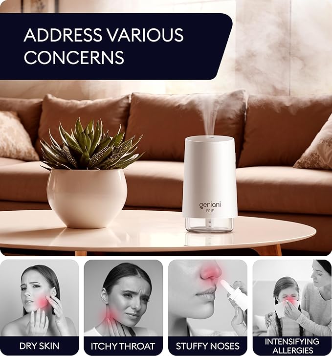 GENIANI Portable Cool Mist Humidifiers for Bedroom & Office - Ultrasonic Humidifier for Home, Baby, Small Room with Auto Shut Off, 250ML Easy to Clean Water Tank - Image 8