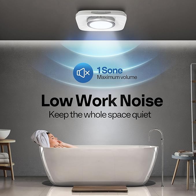 VIVOHOME Bathroom Exhaust Fan with Light, Max 110 CFM 1.0 Sone Shower Ventilation Fan, Super Quite Fan w/ 6000 K 1000LM LED Cool White Light, for 4'' Duct Ceiling Mount - Image 6