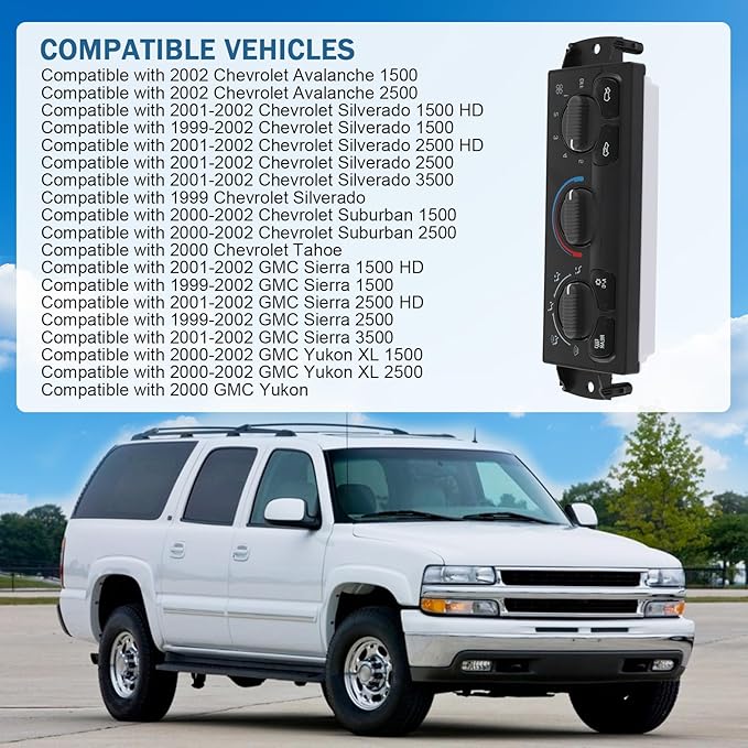 Front A/C Heater Climate Control Module Compatible with 1999-2002 Chevrolet Silverado 1500 2500 GMC Sierra 1500 2500 2001-2002 Chevrolet Silverado 1500 HD 2500 HD Replace# 599-218, 15054697 - Image 2
