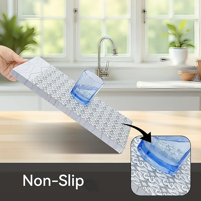 FIFTY FEET 12"x120" Non-Adhesive Shelf Liner for Kitchen Cabinets and Drawers, Washable Non-Slip PVC Cabinet Liner (Black Floral)(8 Roll) - Image 2