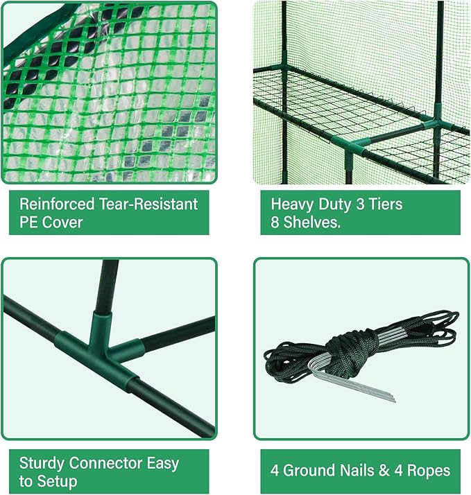 ZENY Mini Walk-in Greenhouse, Portable Warm House for Plants Flower Seedling Growing, Indoor Outdoor Green House 4.7x4.7x6.4 FT - Image 5