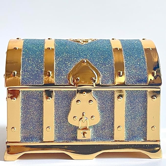 Retro Jewelry Box Arched Vintage Rectangular Metal Chest Necklace Ring Earrings Storage Case for Women Girls (Golden Starlight Blue-purple, S) - Image 4