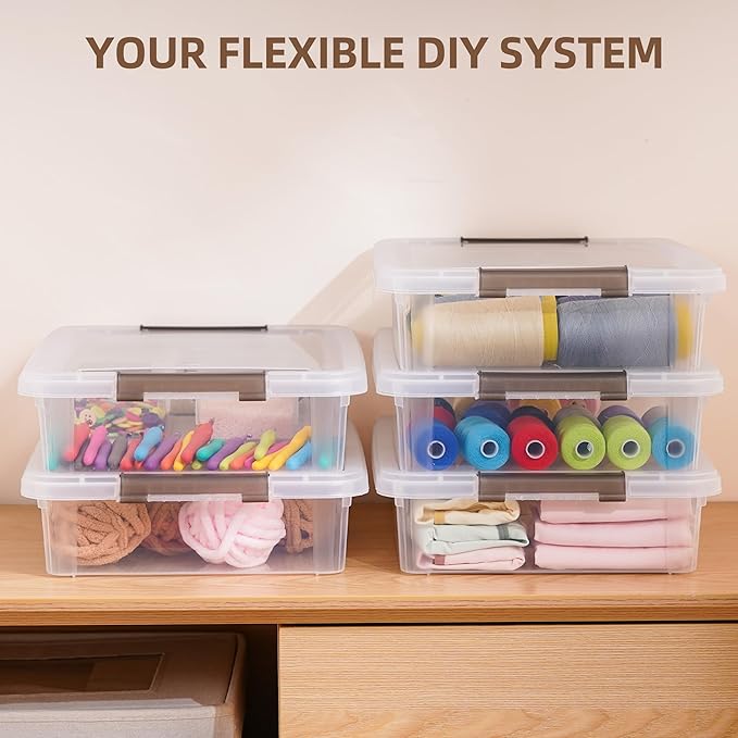 Citylife 10 PCS Plastic Storage Bins with Latching Lids Portable Project Case Clear File Box Stackable Storage Containers for Organizing A4 Paper, Photo, Document, Scrapbook - Image 9