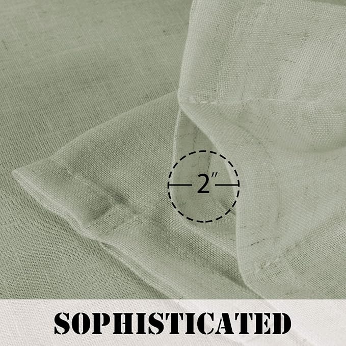 H.VERSAILTEX Sage Curtains 63 Inch Length for Boys Bedroom 2 Panel Rod Pocket Light Filtering Semi Translucent Cotton Textured Soft Linen Curtain for Living Room Dining Kitchen Farmhouse Kids Room - Image 3