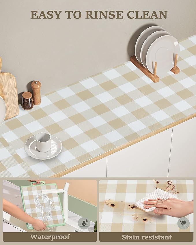 Shelf Liner for Kitchen Cabinets Non-Adhesive Drawer Liners Non-Slip Strong Grip Cabinet Liners Thickened Paper for Shelves, Dresser, Cupboard, Tool Box, Pantry, Bathroom Drawers Beige 17.5In x 20FT - Image 5