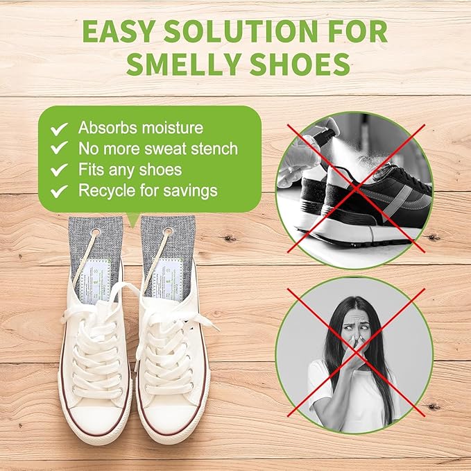 CLEVAST Activated Bamboo Charcoal Odor Absorber - 6 x 60g Air Purifying Bags Natural Fresh, Deodorizer and Moisture Eliminator for Home, Closet, Shoes, Car Air freshener Grey - Image 3