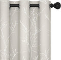 Deconovo Beige Bedroom Curtains, Room Darkening Curtain, Thermal Insulated Soundproof Drapes, Silver Branch Print, 42 x 72 Inch Long, Machine Washable Window Panels for Living Room Nursery, Set of 2 by Deconovo