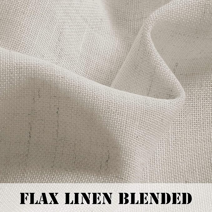 Linen Curtains Elegant Natural Linen Blended Curtains Energy Efficient Light Filtering / Rod Pocket Window Treatments Panels / Drapes for Livingroom (Set of 2, Angora, 52 inch W X 72 inch L) - Image 3