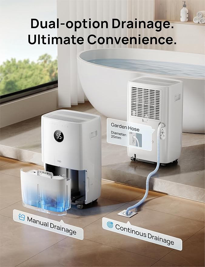 DREO 110-Pint Smart Dehumidifier for Basement, 4500 Ft² for Large Room, 2 Gallon Water Tank, Auto/Comfort/Constant Mode Dehumidifiers for Home, Bedroom, Bathroom, with Drain Hose, White, 711S - Image 7