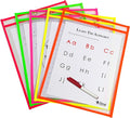 C-Line Reusable Dry Erase Pockets, 9 x 12 Inches, Assorted Neon Colors, 10 Pockets per Pack (40810) by C-Line