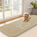 OLANLY Dog Door Mat for Muddy Paws 59x20, Paw Print Design, Absorbs Moisture and Dirt, Absorbent Non-Slip Washable Doormat, Quick Dry Chenille Mud Mat for Dogs, Entry Indoor Entryway Carpet, Beige by OLANLY