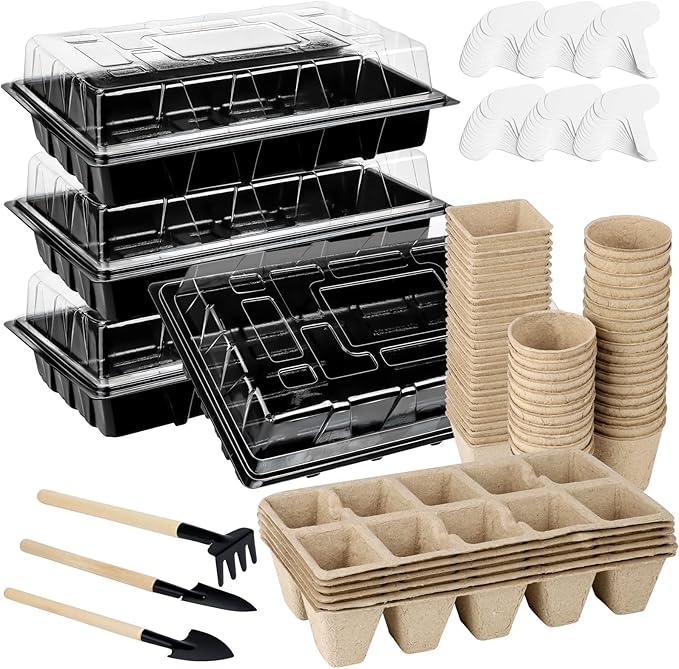 Aodaer 193 Pack Seed Starter Kit Including Seed Starter Tray Peat Pots for Seedlings with Plant Labels, Tool, Plastic Growing Trays Germination Tray Paper Seedling Cups for Indoor Outdoor Garden by Aodaer