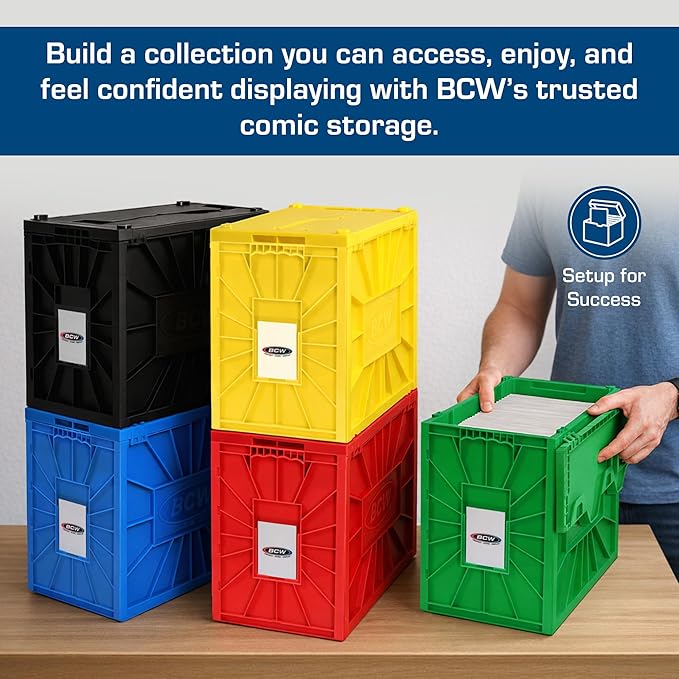 BCW Short Comic Book Bin | Holds 150 Comics | Stackable Plastic Storage | Acid-Free Organizer | Black, 2 Pack | Comic Book Bin - Image 6