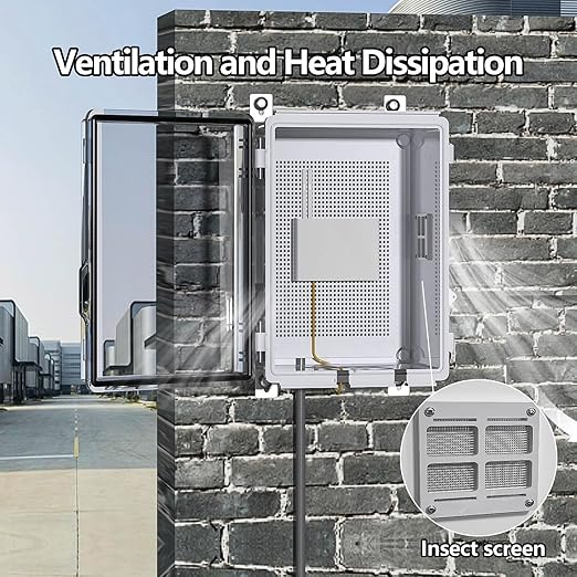 ABS Electrical Junction Box, Ventilated Design, Cable Grommets, IP65 Waterproof Enclosure, Indoor/Outdoor Use with Mounting Panel. (Clear Cover, 8.7"x6.7"x4.3") - Image 3