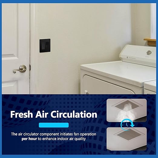 LIDER No Neutral Wire Required Humidity Sensor Switch, Automatic Humidity Detection, Air Circulator, Adjustable Timing, 1-Pole, UL Listed, Black, Wall Plate Included, 2 Pack - Image 5