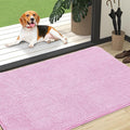 OLANLY Dog Door Mat for Muddy Paws 47x32, Absorbs Moisture and Dirt, Absorbent Non-Slip Washable Doormat, Quick Dry Chenille Mud Mat for Dogs, Entry Indoor Entryway Carpet for Inside Floor, Pink by OLANLY