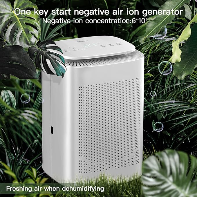 Dehumidifier and Air Purifier Combo,HEPA H13 Filter and Negative Air Ion Function,54oz(1600ML) Water Tank with Drain Hose,24hrs Auto-Off Timer,Idea for Bedroom,Bathroom,Closet,RV - Image 4