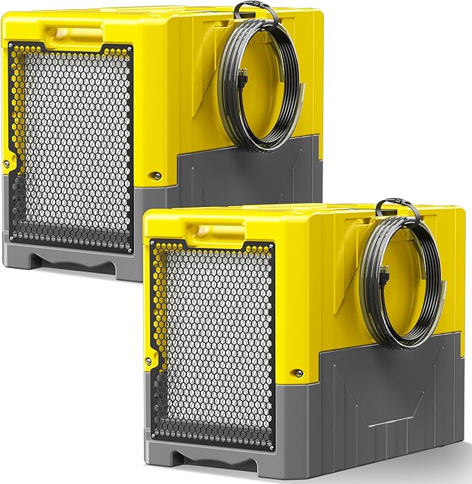 190PPD Commercial Dehumidifier with Pump for Basement-6000Sq.Ft. Warehouse, Large Space Crawl Space Dehumidifier for Efficient Water Damage Restoration-Auto Defrost, Memory Starting, Yelow-2PC by POXURIO