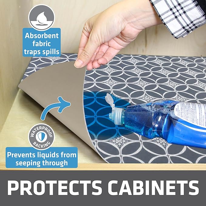 Drymate Premium XL Under Sink Mat, Waterproof Cabinet Protection Mats for Kitchen & Bathroom, Absorbent Shelf Liners, Slip-Resistant, Non-Adhesive, Machine Washable (USA Made)(24”x59”)(Indigo Grey) - Image 2